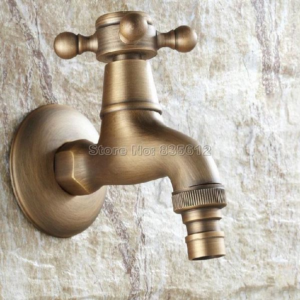 

antique brass cross handle wall mounted washing machine taps faucet wav1021