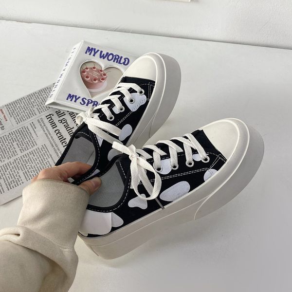 

2021 spring women shoes cow girls kawaii shoes casual womens sneakers cute platform shoes vulcanize japanese vintage boots, Black