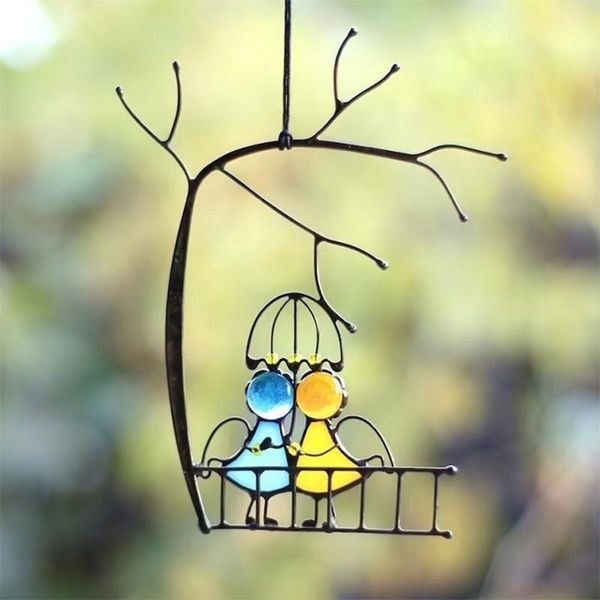 

garden decorations cartoon couple window pendant wall acrylic ornament art home door outdoor decorati