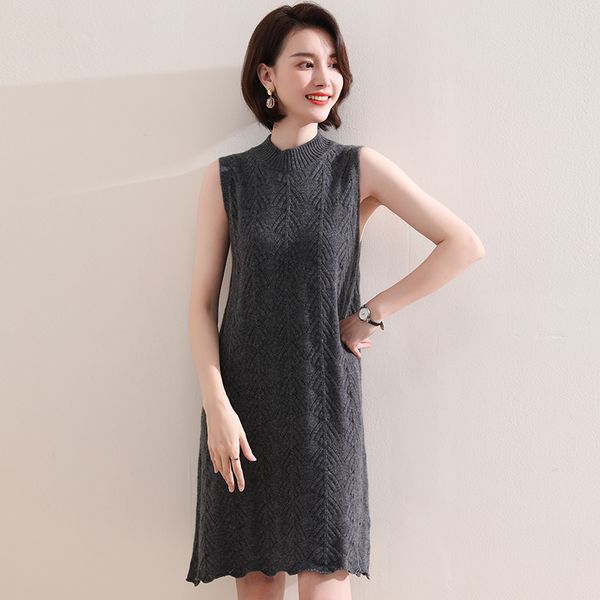 

2021 women 100% goat cashmere knitting jumpers grade o-neck long style female 4colors standard pure pashmina es 7a2i, Black;gray