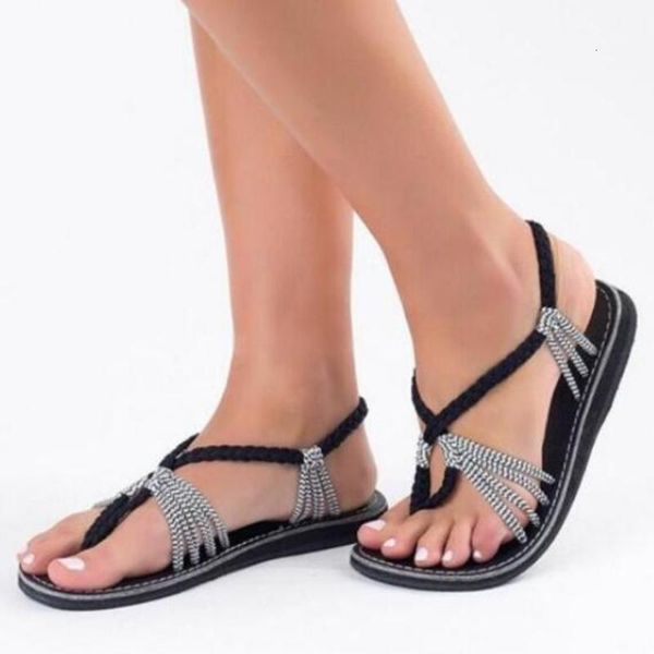 

women summer sandals gladiator cross-ing wig flip shoes lady zapatos mujer dames chunky low hakken chaussure femm, Black