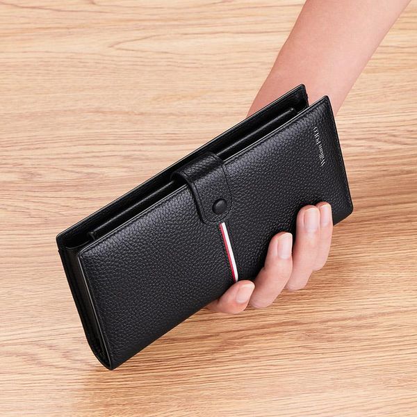 

wallets leather wallet business zipper long handbag multi function large capacity fashion card bag, Red;black