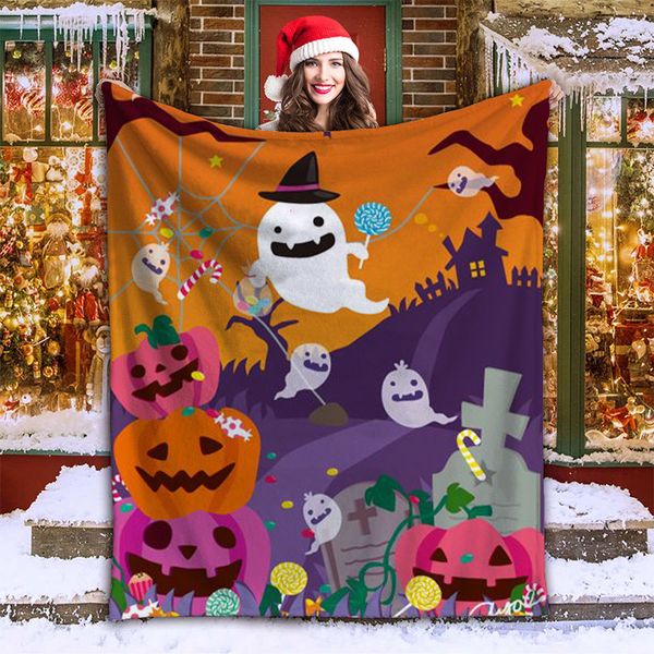 

halloween style pumpkin pattern 3d printing blanket soft, comfortable, not easy to fade, durable and anti-fouling