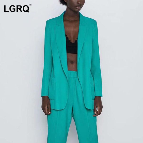 

women's suits & blazers [lgrq] women solid green casual blazer notched neck long sleeve loose fit jacket fashion tide spring autumn 202, White;black