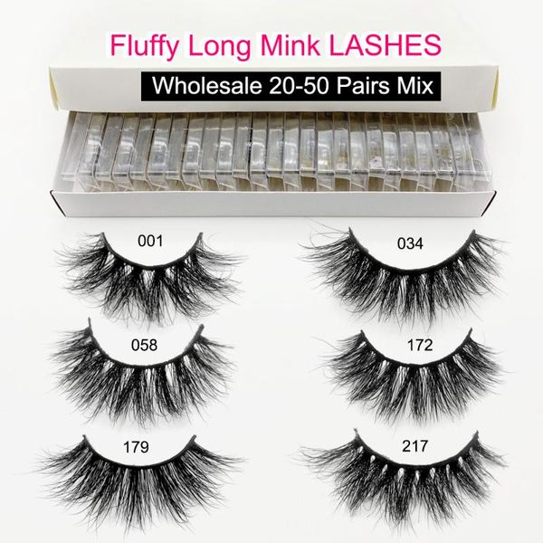 

false eyelashes 20/50/100pairs wholesale mink lashes 3d 100% cruelty handmade reusable natural makeup