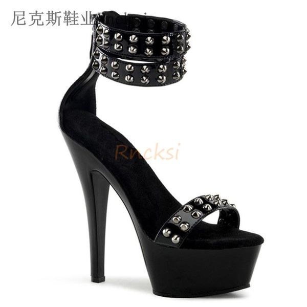 

sandals rncksi 2021 fashion star shoes 15cm women's high heels platform package with 6 inch, Black