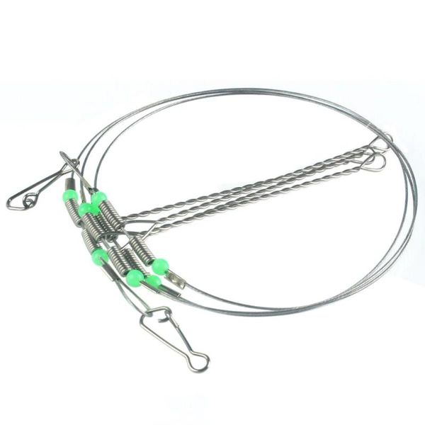 

5-pack stainless steel fishing rigs anti-bite leader wire line ready rigs with bracket fishing hook connector