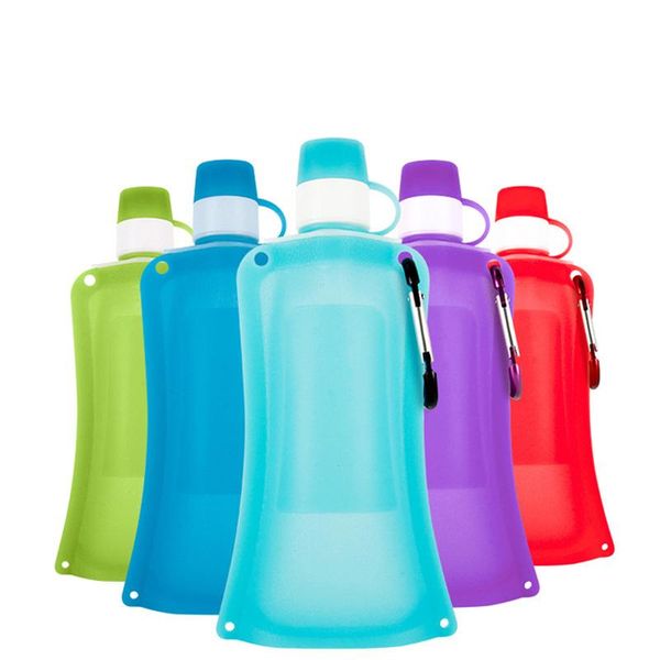 

water bottles bpa reusable foldable silicone collapsible bottle bag