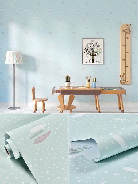 

5 m 10 m blue wallpaper self adhesive bedroom dormitory living room waterproof warm decoration background wall sticker