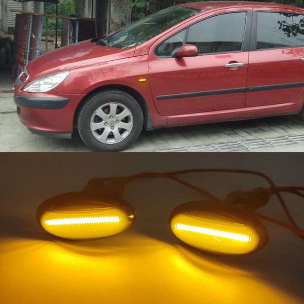 

1set led dynamic turn signal lamp for peugeot 307 206 407 107 607 1007 citroen c1 c2 c3 c5 c6 sequential side marker light