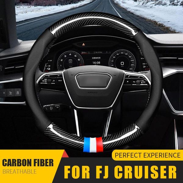

38cm o & d universal carbon fible steering wheel cover leather grip cover auto interior for audi bmw benz buick vw toyota tesla