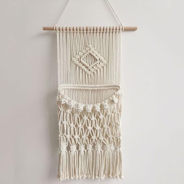 

tapestries macrame boho decor woven wall hanging magazine storage net bag bohemian cotton handwoven tapestry apartment dorm room decoration