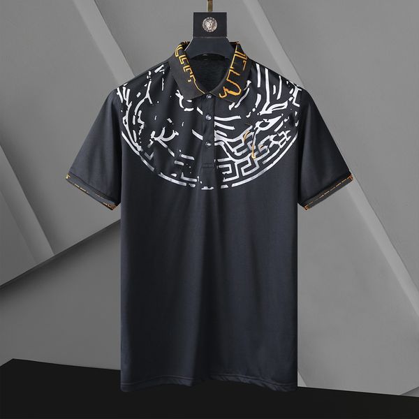 

2021 fashion casual polo shirt men's brand wolf tshirt male sleeve lapel men black womentee homme t shirts letter large size m-4xl, White;black