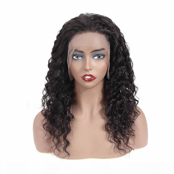 

4x13 lace frontal wigs 150% density brazilian deep wave lace front wig human hair wigs for women, Black;brown