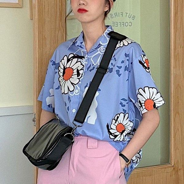 

women's blouses & shirts nicemix elegant floral print blouse women turn-down collar single-breasted female 2021 summer femme, White