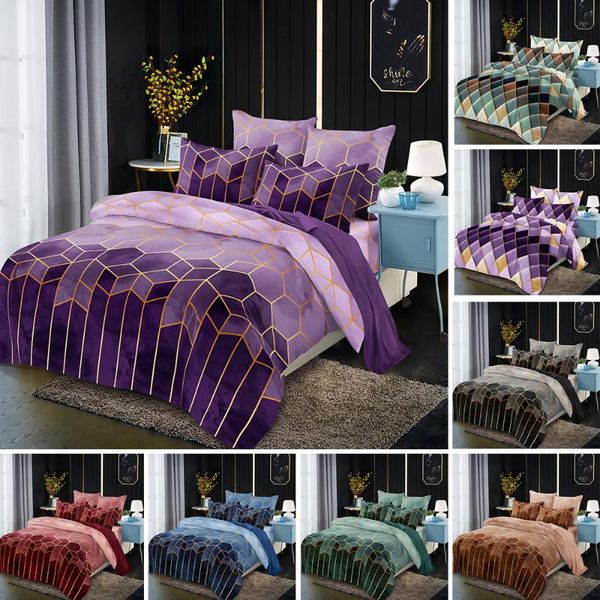 

geometric cover soft quilt bedding kit multi size golden line with pillow case slipcovers