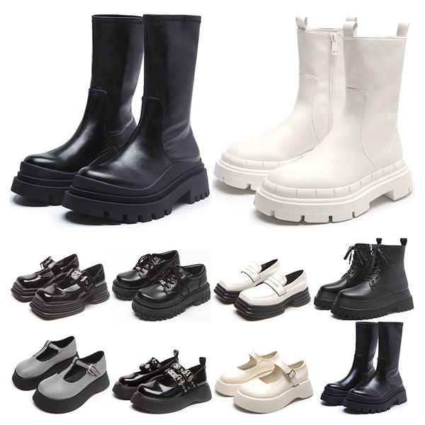 

martin boots chelsea womens black white pistachio frost high low platform ankle half boot round toes size 36-40
