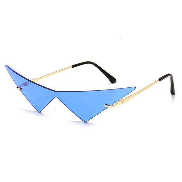

luxury designer sunglasses so&ei oversized triangle one piece women vintage rimless clear ocean lens eyewear fashion men cat eye sun glasses, White;black