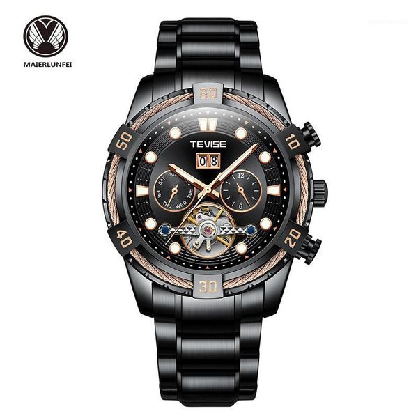 

mens chronograph watches stainless steel waterproof luminous gent wristwatches for fashion business classic analog quartz date, Slivery;brown