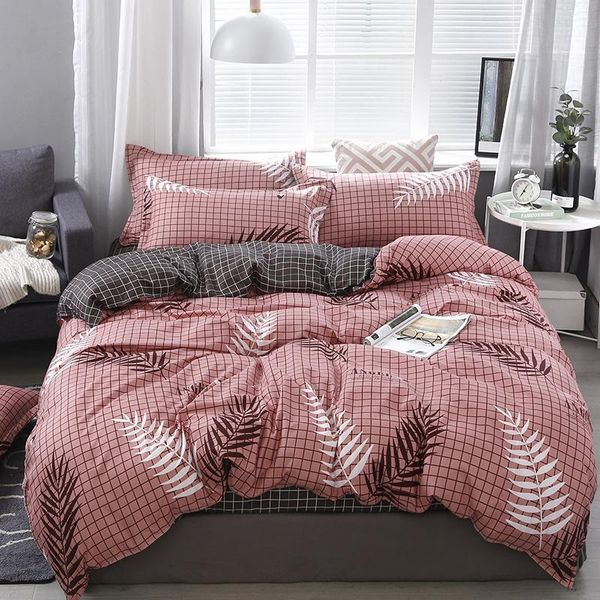 

bedding set 3/4 piece twin  bedding set luxury home textiles check stripe extra large comforter sets bed sheet