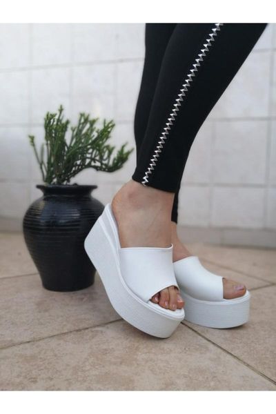 

slippers white wedges female 20480, Black