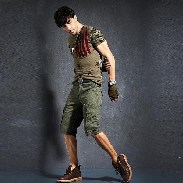 

men's shorts wimilous classic casual tooling five-point pants thin section solid color multi-pocket youth, White;black