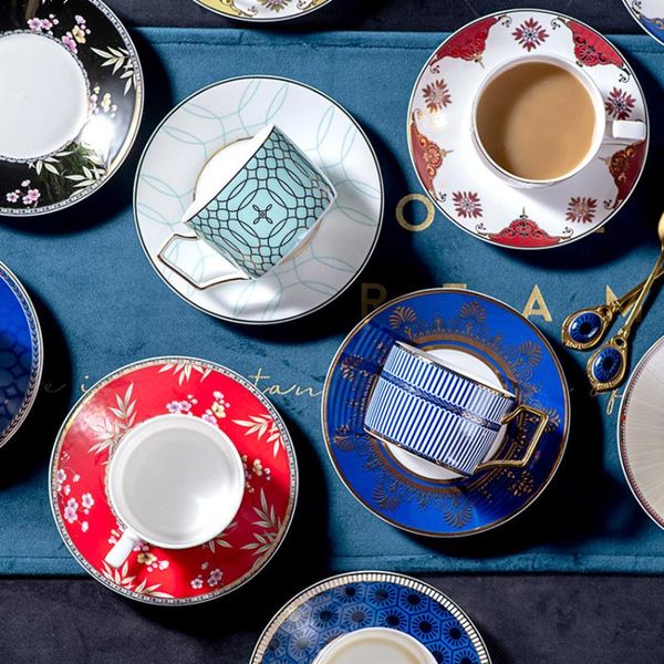 

cups & saucers europe elegant bone china and sets high-grade gold wire porcelain tea cup afternoon drinkware birthday gifts