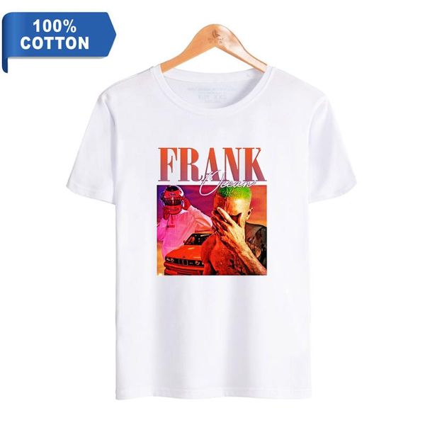 

men's t-shirts frank tshirt ocean o-neck 100%cotton women harajuku streetwear young singer blond fashion clothes, White;black