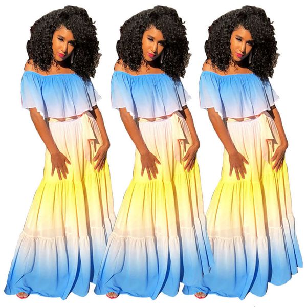 

fashion trend gradient dress personality shoulder women's, Black;gray