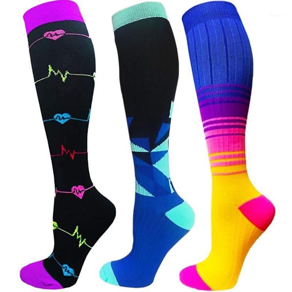 

sports socks compression women &men stockings 15-30 mmhg nursing hiking travel flight running fitness1, Black