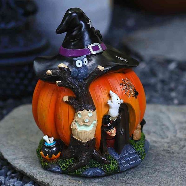 

halloween witch pumpkin house decoration luminous resin crafts