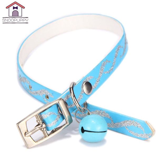 

pet dog cat lovely collars with bells adjustable pu leather cat collars for small dog pet all seasons for jw0007