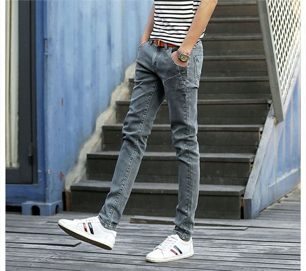 

men's jeans gray jeans slim fit men, skinny elastic designer, 8913 8tix, Blue