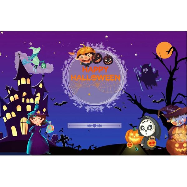 

party decoration happy halloween backdrop cartoon pumpkin ghost background family pography po booth studio props