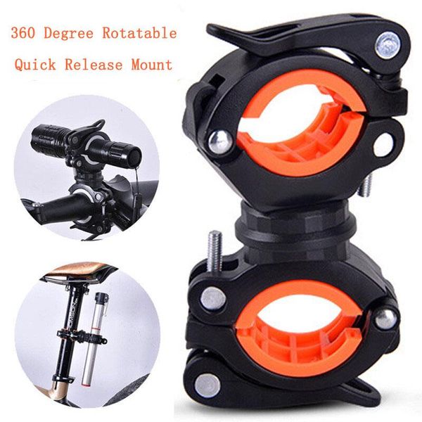 

bike lights 360 degree rotatable bicycle light holder led torch headlight lamp pump stand quick release mount bracket cycling accessories