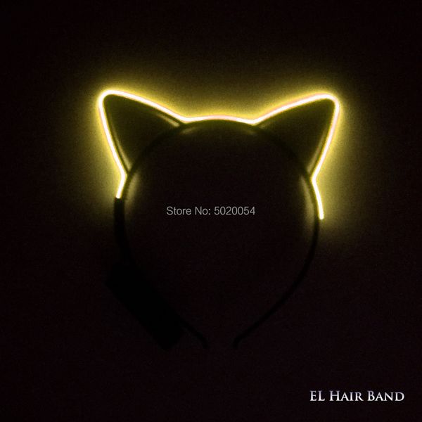 

costume accessories halloween costume el glowing cat ears hair hoops wedding party headdwear luminous led headband for female anchor headdre, Silver