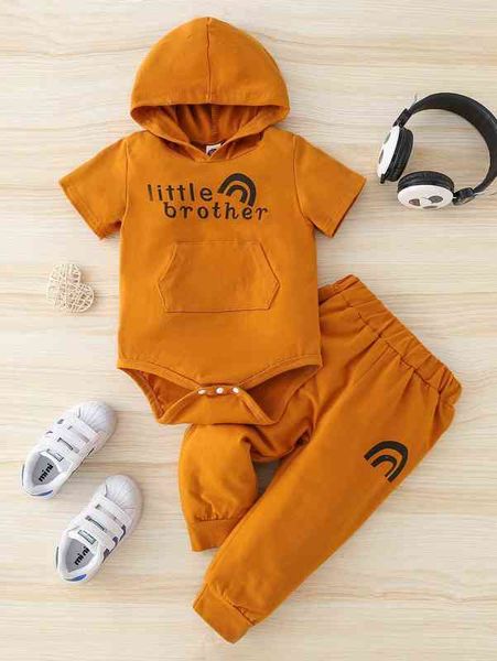 

baby letter graphic hooded bodysuit & sweatpants she, White