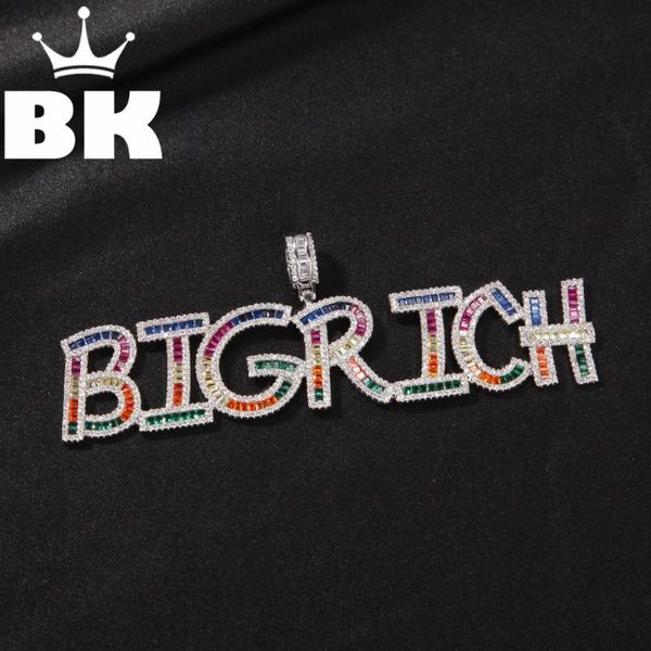 

pendant necklaces hip hop custom corlorful baguettecz overlapping grass combination words name with cz tennis zirconia jewelry, Silver