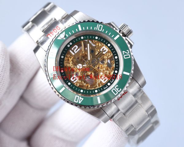 

3 colors wristwatches size 40 mm 116610 116613 316l steel ceramic bezel skeleton dial automatic mechanical movement mens watch watches, Slivery;brown