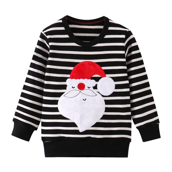 

hoodies & sweatshirts jumping meters autumn kids for christmas costume santa claus applique boys long sleeve shirts children's clothing, Black