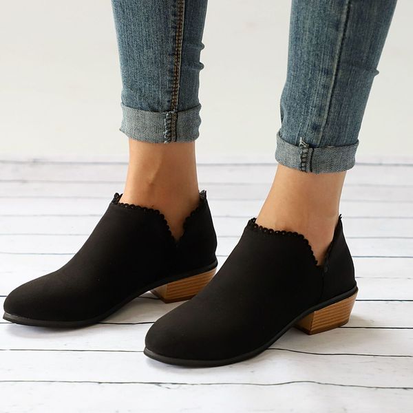 

autumn woman clog plus size low heel slide in female short boots casual shoes 98 6c0t, Black