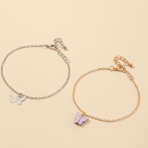 

bz1221 fresh and versatile bracelet temperament purple butterfly jewelry, Silver