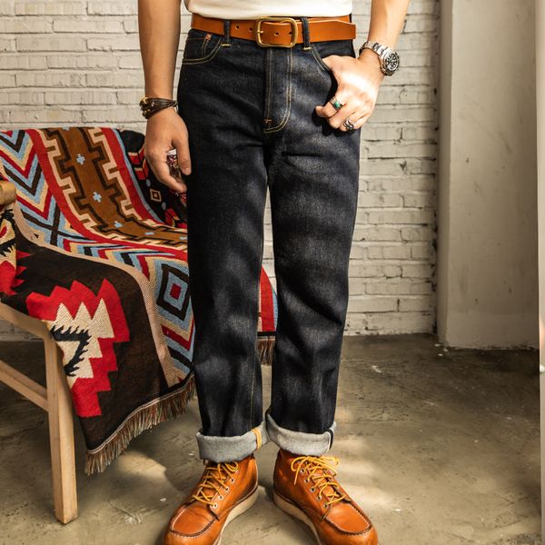 

red tornado 47501 male brim pants 14oz savageee denim regular blue staright leg hjyw