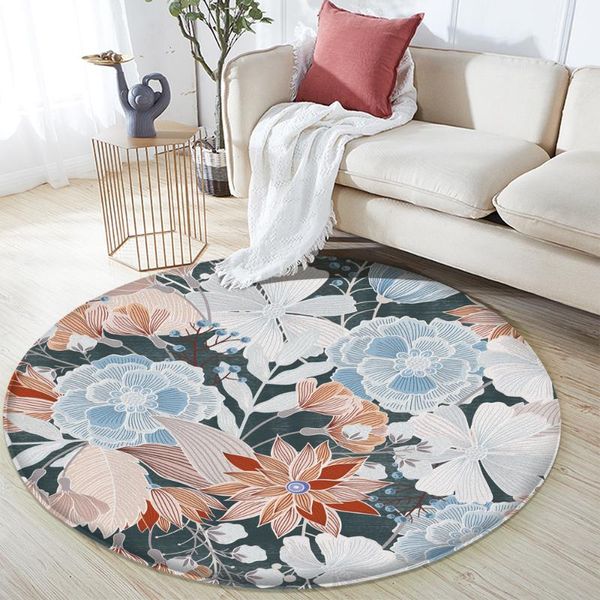 

carpets rose flower pattern carpet printed flannel round rug room floor for living bedroom home decorative crapet