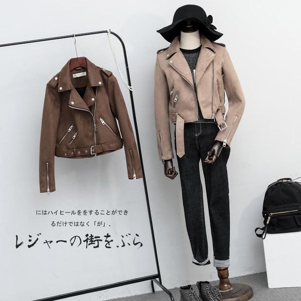 

women's leather & faux zcwxm autumn womens suede motorcycle jacket ladies classcial biker slim white pu coat, Black