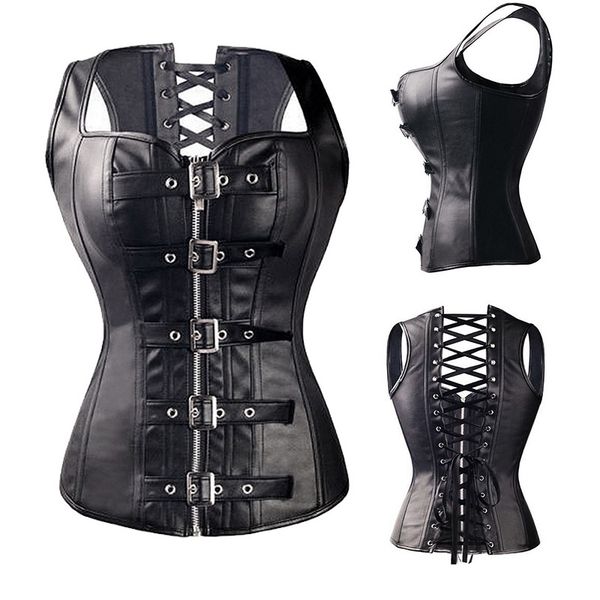 

wholesale steampunk corset steel boned lace up body overbust women corsets and bustiers black dress plus size s-6xl top