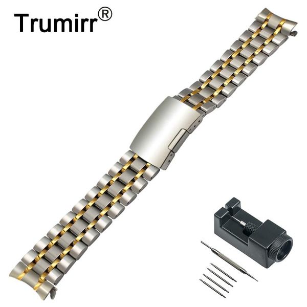 

watch bands curved end stainless steel watchband +tool for frederique constant jacques lemans band wrist strap 18mm 20mm 22mm, Black;brown