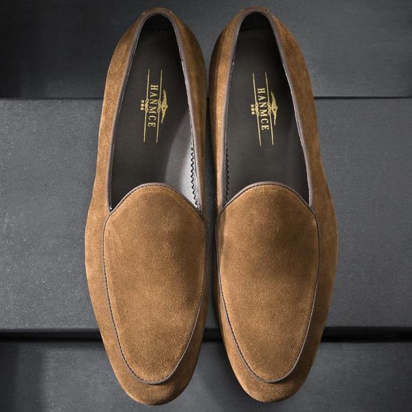 

dress shoes 2022 hanmce fashion sued england casual hand made luxury loafers genuine leather men, Black