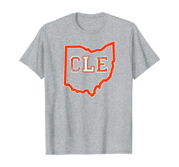 

Distressed Cleveland Ohio Outline Sunday Football Tailgate T-Shirt, White;black