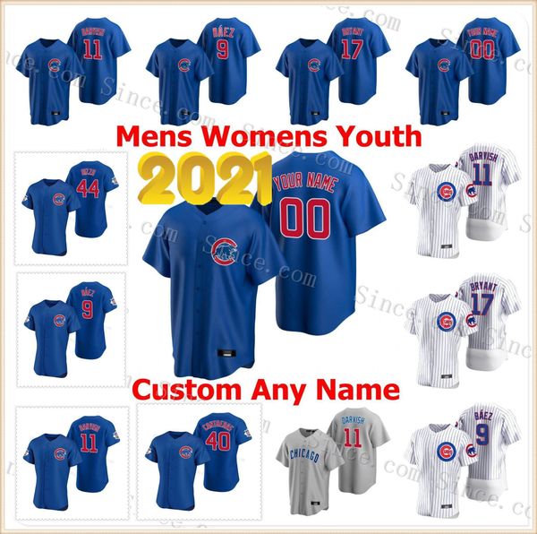 

mens womens youth anthony rizzo javier baez kris bryant schwarber jason heyward albert almora jr. chicagor/cubb jersey custom stitched, Blue;black